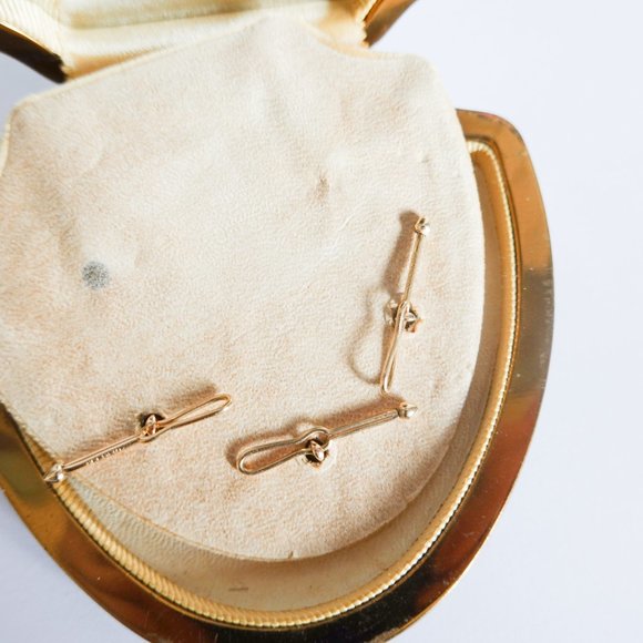 14k Overlay & Platinum Clad Black Onyx Cufflinks and Tuxedo Shirt Stud Buttons - Picture 3 of 3